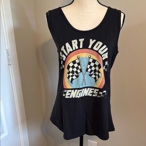 Black Graphic Tank Top